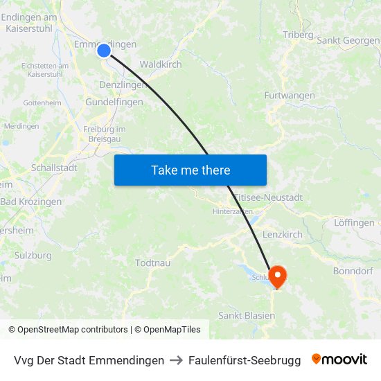 Vvg Der Stadt Emmendingen to Faulenfürst-Seebrugg map