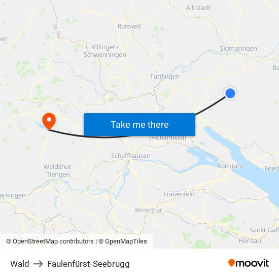 Wald to Faulenfürst-Seebrugg map