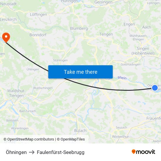 Öhningen to Faulenfürst-Seebrugg map