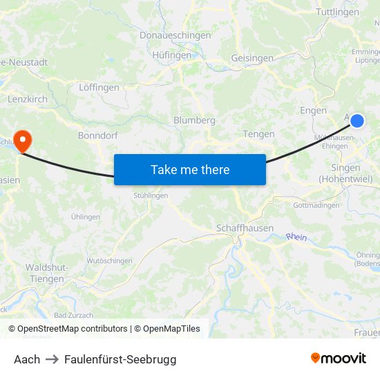 Aach to Faulenfürst-Seebrugg map