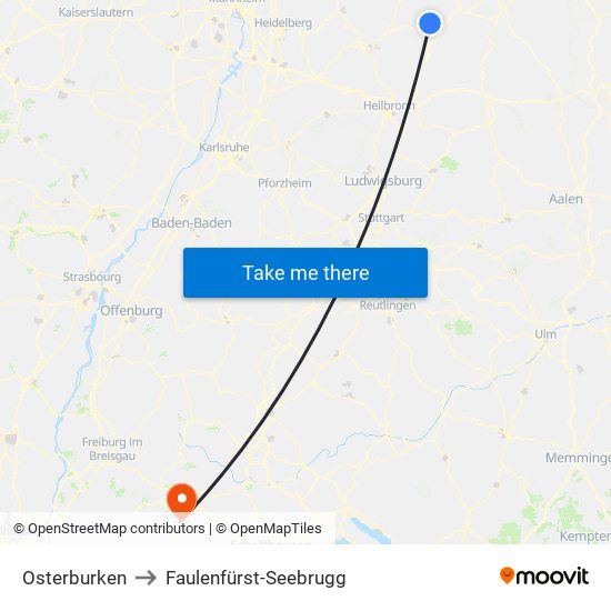 Osterburken to Faulenfürst-Seebrugg map