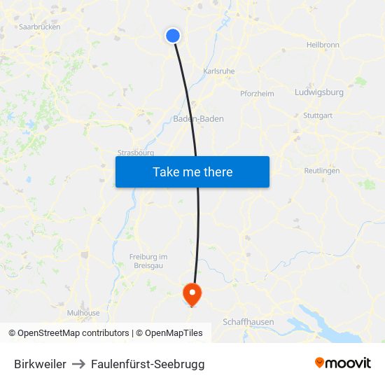 Birkweiler to Faulenfürst-Seebrugg map