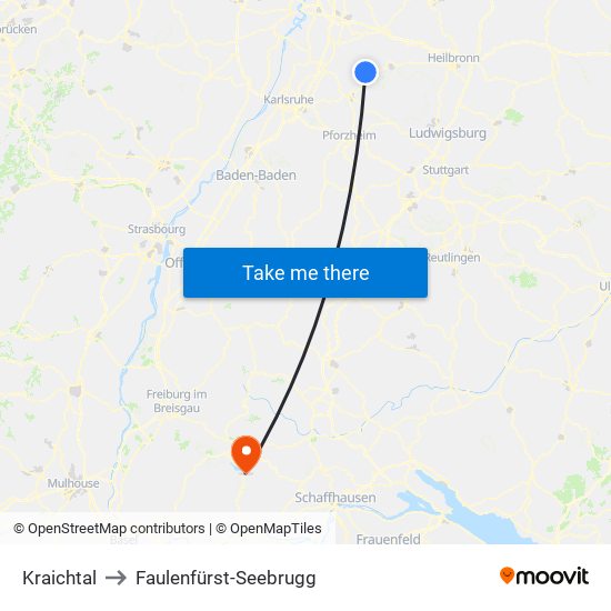 Kraichtal to Faulenfürst-Seebrugg map