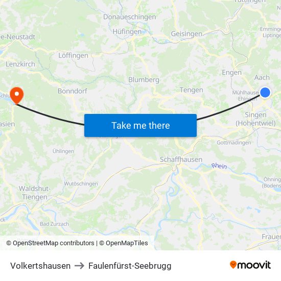 Volkertshausen to Faulenfürst-Seebrugg map