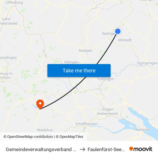 Gemeindeverwaltungsverband Bisingen to Faulenfürst-Seebrugg map