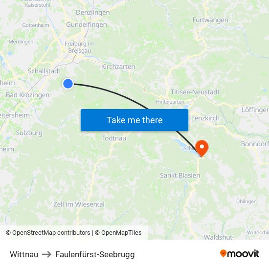 Wittnau to Faulenfürst-Seebrugg map