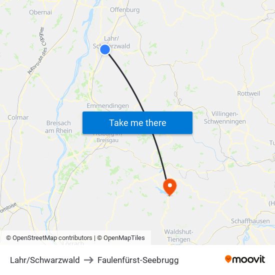 Lahr/Schwarzwald to Faulenfürst-Seebrugg map