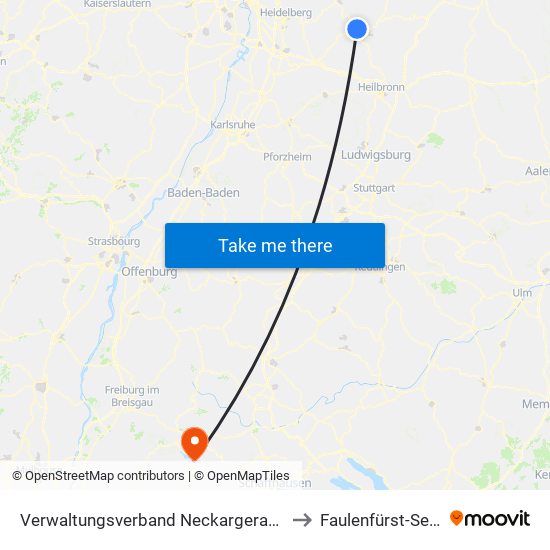 Verwaltungsverband Neckargerach-Waldbrunn to Faulenfürst-Seebrugg map