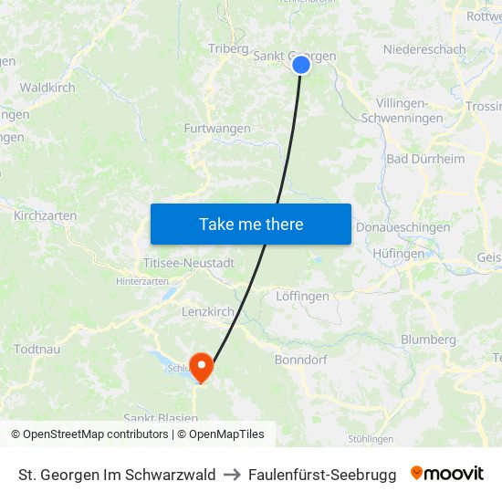 St. Georgen Im Schwarzwald to Faulenfürst-Seebrugg map