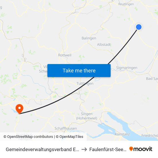 Gemeindeverwaltungsverband Engstingen to Faulenfürst-Seebrugg map