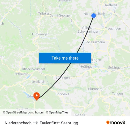 Niedereschach to Faulenfürst-Seebrugg map