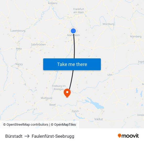 Bürstadt to Faulenfürst-Seebrugg map
