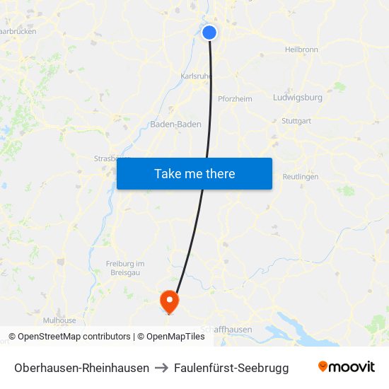 Oberhausen-Rheinhausen to Faulenfürst-Seebrugg map