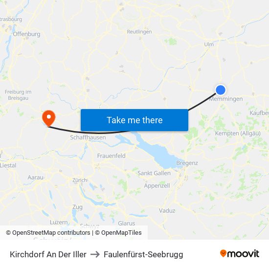 Kirchdorf An Der Iller to Faulenfürst-Seebrugg map