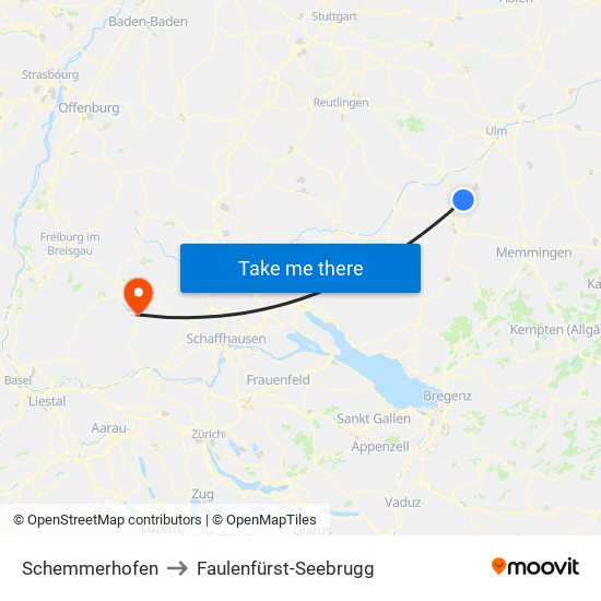 Schemmerhofen to Faulenfürst-Seebrugg map