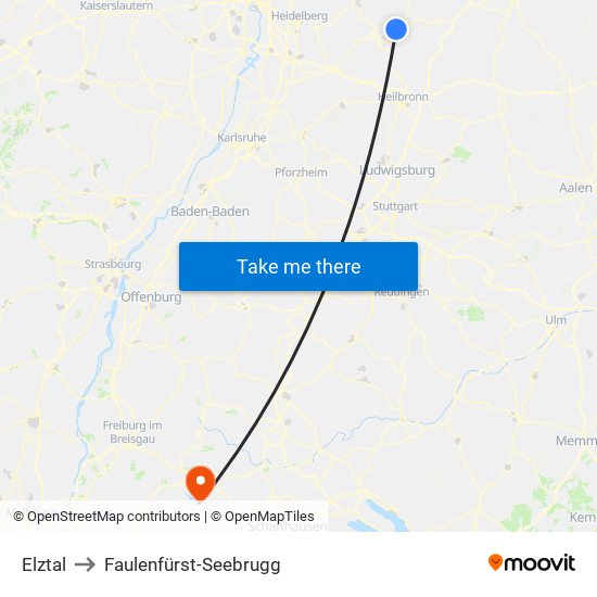 Elztal to Faulenfürst-Seebrugg map