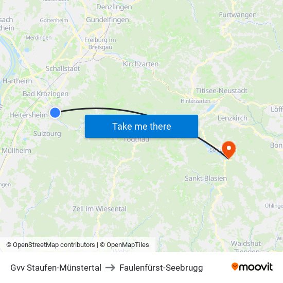 Gvv Staufen-Münstertal to Faulenfürst-Seebrugg map