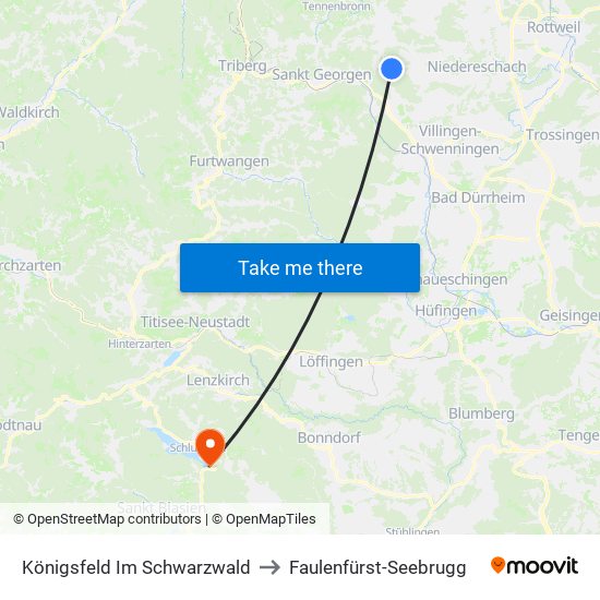 Königsfeld Im Schwarzwald to Faulenfürst-Seebrugg map