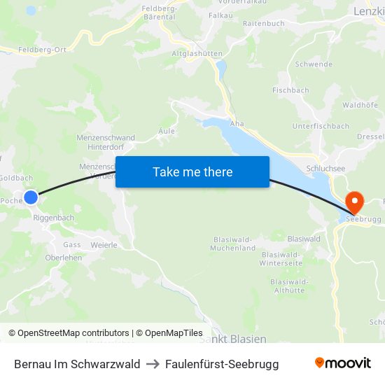 Bernau Im Schwarzwald to Faulenfürst-Seebrugg map