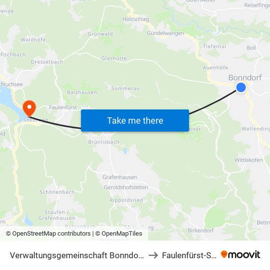 Verwaltungsgemeinschaft Bonndorf Im Schwarzwald to Faulenfürst-Seebrugg map