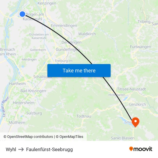 Wyhl to Faulenfürst-Seebrugg map