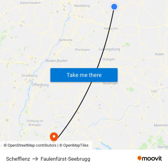 Schefflenz to Faulenfürst-Seebrugg map