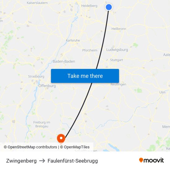 Zwingenberg to Faulenfürst-Seebrugg map