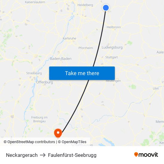 Neckargerach to Faulenfürst-Seebrugg map