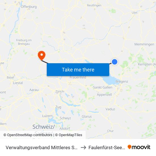 Verwaltungsverband Mittleres Schussental to Faulenfürst-Seebrugg map