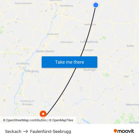 Seckach to Faulenfürst-Seebrugg map