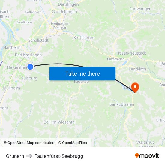 Grunern to Faulenfürst-Seebrugg map