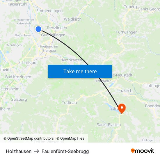 Holzhausen to Faulenfürst-Seebrugg map