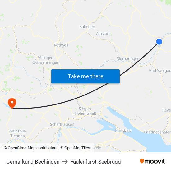 Gemarkung Bechingen to Faulenfürst-Seebrugg map