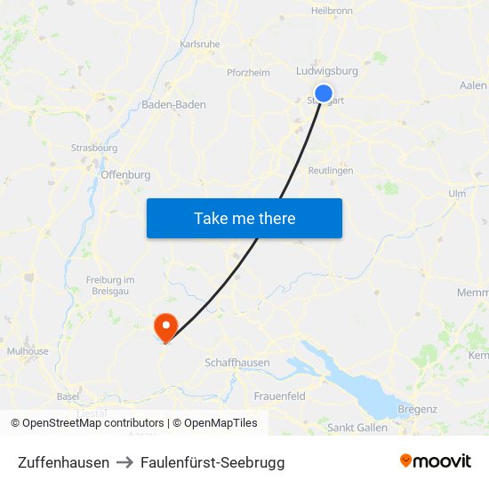 Zuffenhausen to Faulenfürst-Seebrugg map