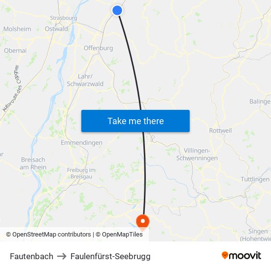 Fautenbach to Faulenfürst-Seebrugg map