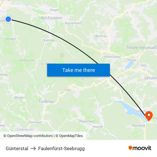 Günterstal to Faulenfürst-Seebrugg map