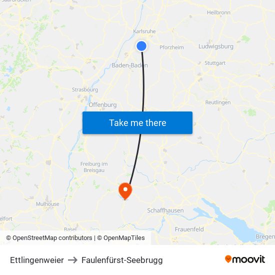 Ettlingenweier to Faulenfürst-Seebrugg map