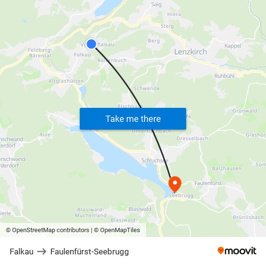 Falkau to Faulenfürst-Seebrugg map