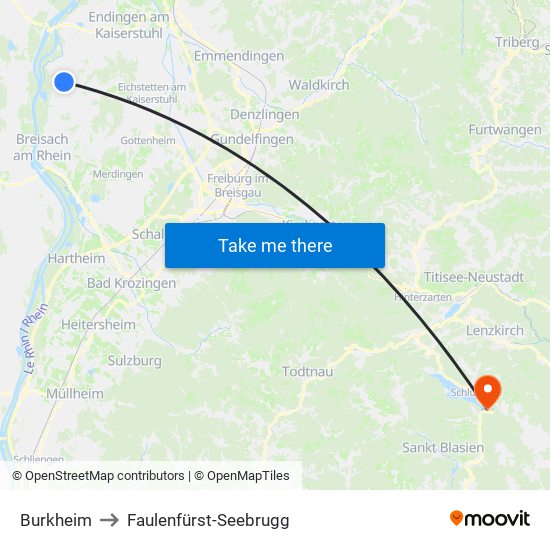 Burkheim to Faulenfürst-Seebrugg map