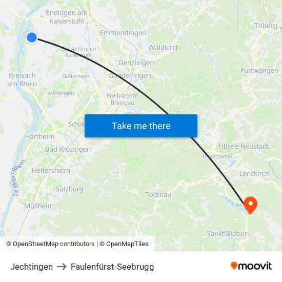 Jechtingen to Faulenfürst-Seebrugg map