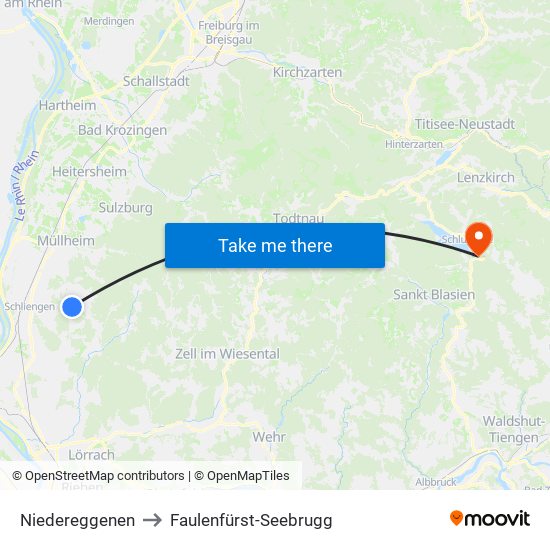 Niedereggenen to Faulenfürst-Seebrugg map