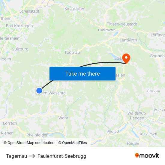 Tegernau to Faulenfürst-Seebrugg map