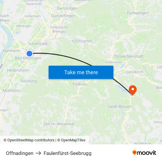 Offnadingen to Faulenfürst-Seebrugg map