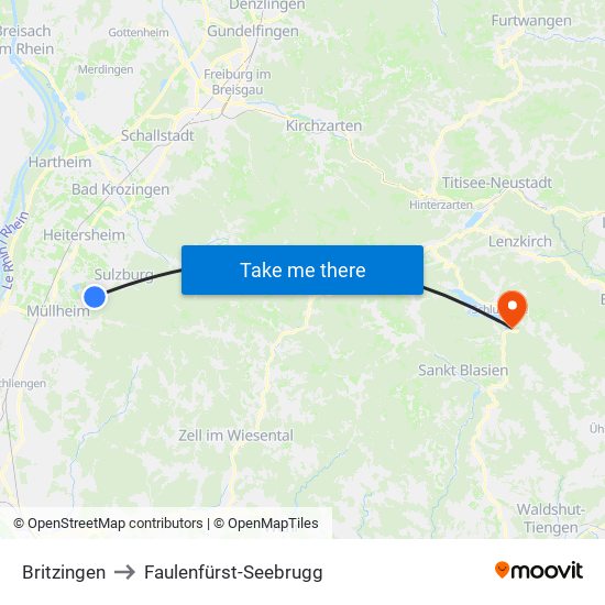 Britzingen to Faulenfürst-Seebrugg map