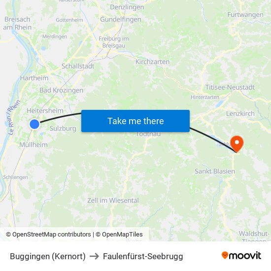 Buggingen (Kernort) to Faulenfürst-Seebrugg map