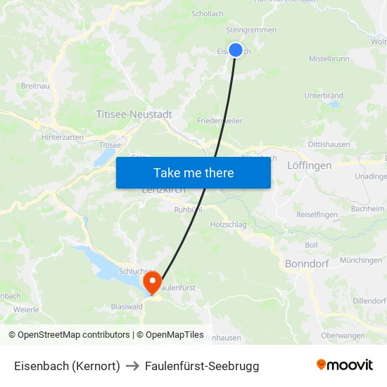 Eisenbach (Kernort) to Faulenfürst-Seebrugg map