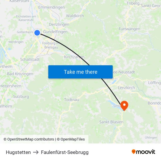 Hugstetten to Faulenfürst-Seebrugg map