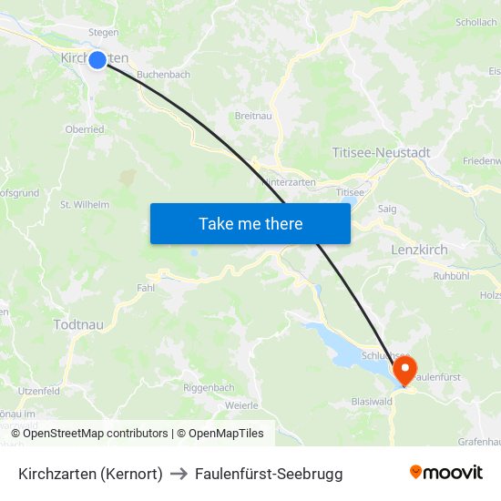 Kirchzarten (Kernort) to Faulenfürst-Seebrugg map