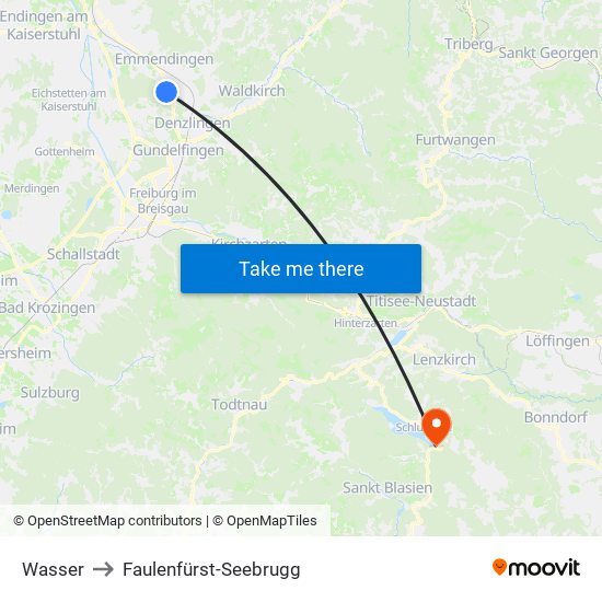 Wasser to Faulenfürst-Seebrugg map