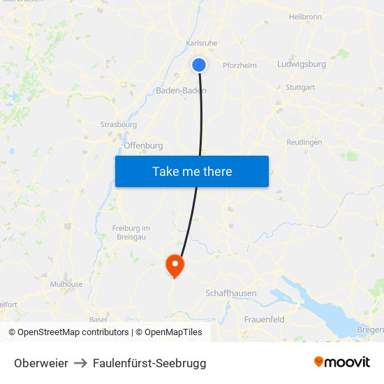 Oberweier to Faulenfürst-Seebrugg map